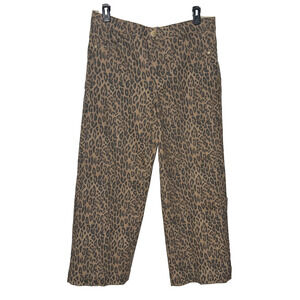 Wit & Wisdom Womens 12 Gracie Wide Leg Jeans Skyrise Double Side Seam Leopard